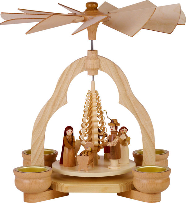 Weihnachtspyramide Teelichter, Christi Geburt